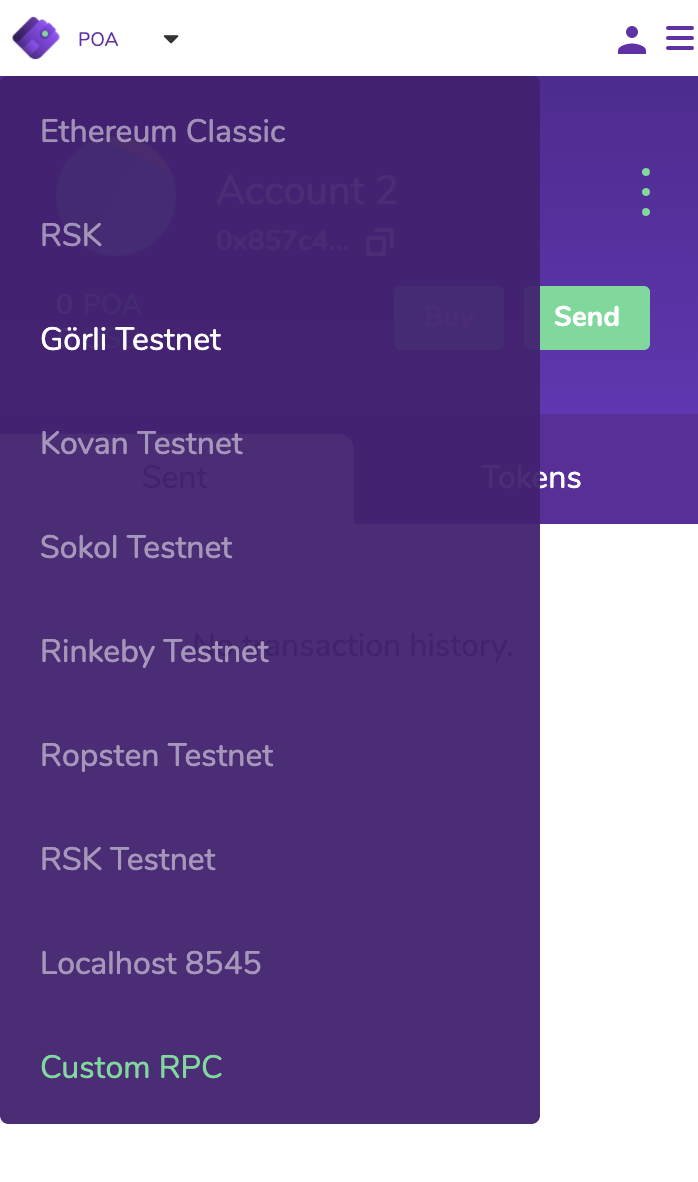 Nifty Wallet - Network Selection - New Custom RPC